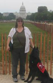 Elaine Jordan with her service dog