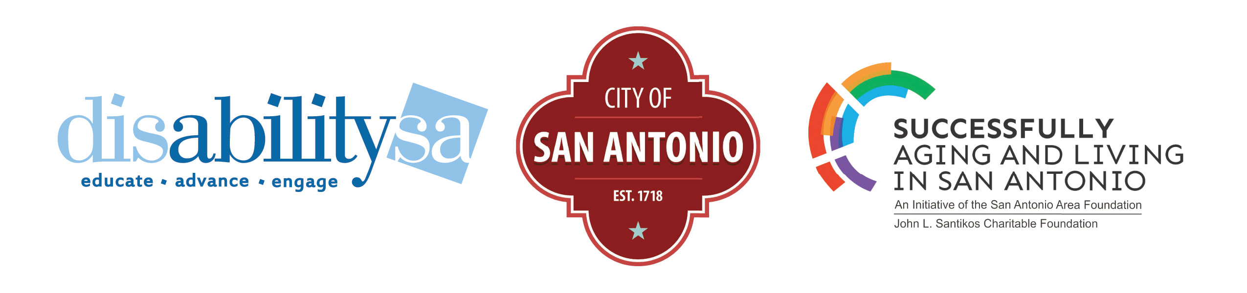 disability s a , city of san antonio, and successfully aging and living in san antonio logos