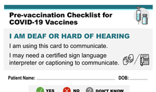Image with link to a pre-vaccination checklist and communication card for persons who have auditory disabilities
