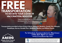 Image with link to PDF of free transportation assistance to receive a vaccine from the Alamo Area Council of Governements