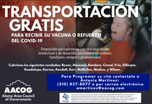 Image with link to PDF in Spanish of free transportation assistance to receive a vaccine from the Alamo Area Council of Governements